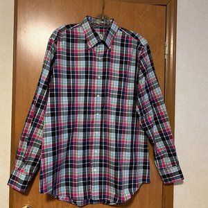 Mens PETER MILLAR Sz L Multi-Color Plaid Long Sleeve Button Down Shirt